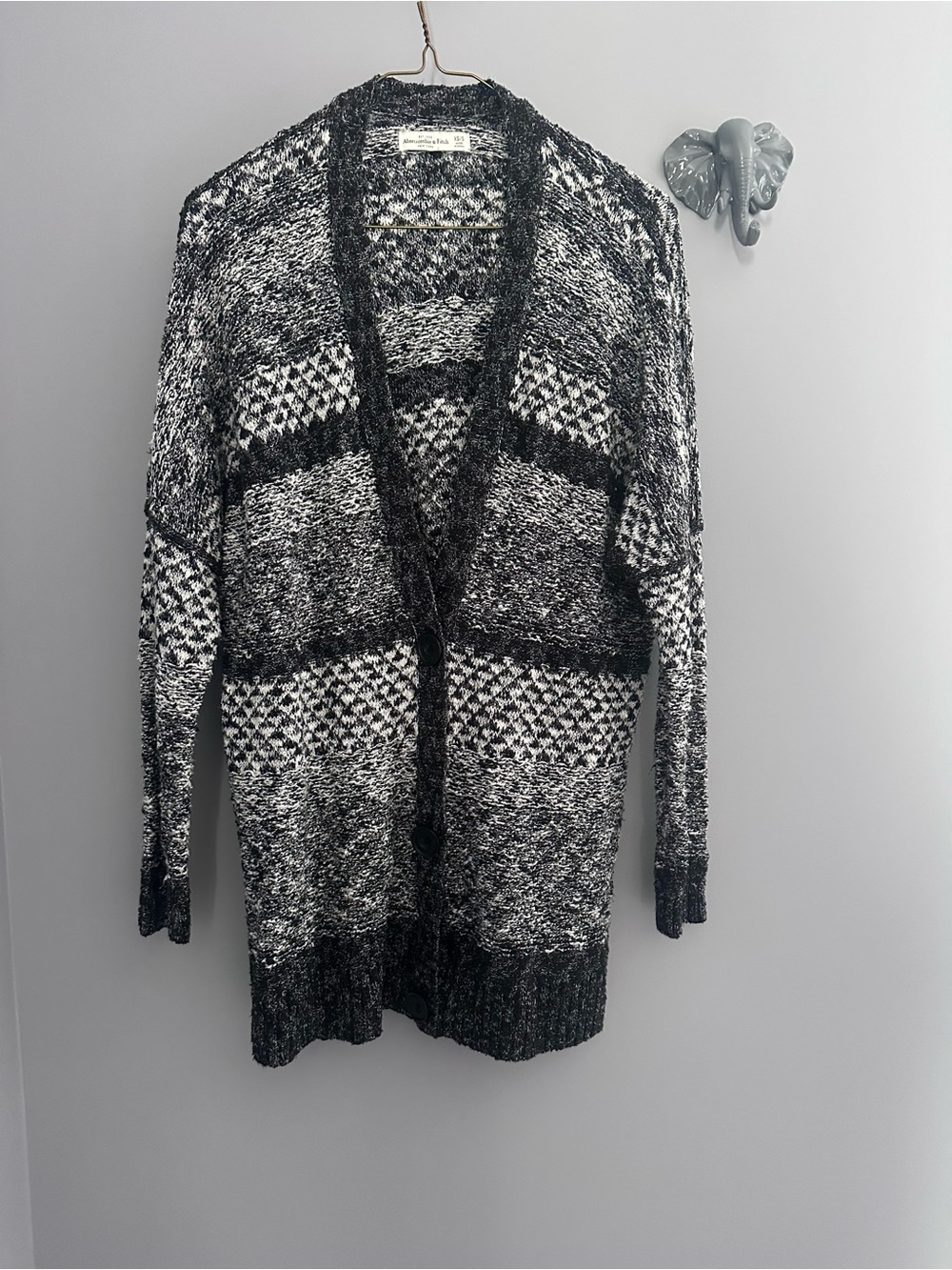 Cozy Black & White Open Front knit Cardigan Sweater cozy